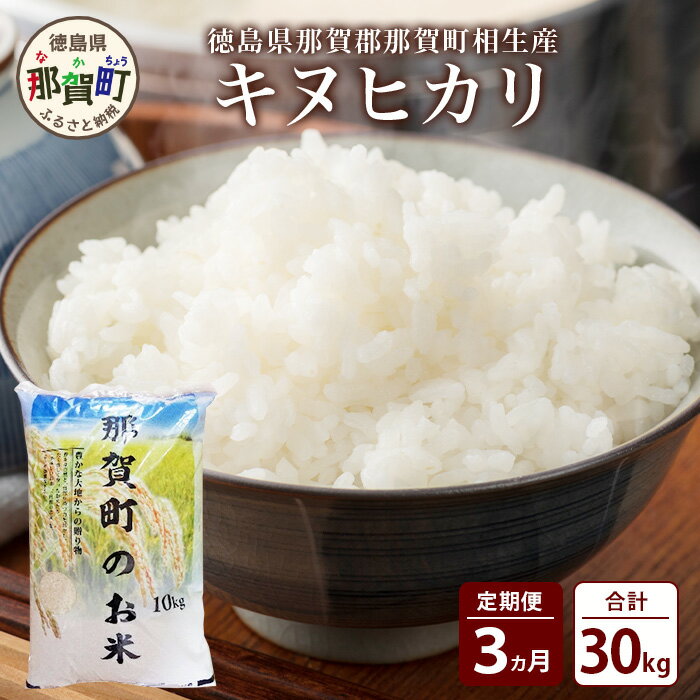 【ふるさと納税】【お米の定期便3回】那賀町のお米 キヌヒカリ 10kg×3回 計30kg【徳島県 那賀町 相生 国産 白米 精米 キヌヒカリ 10kg 10キロ 30kg 30キロ 産地直送】YS-18