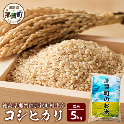 那賀町相生産コシヒカリ玄米5kg［徳島 那賀 国産 徳島県産 こめ おこめ 米 お米 ごはん ご飯 げんまい 玄米 こしひかり コシヒカリ 5kg 和食 おにぎり お弁当 食べて応援 ギフト プレゼント 母の日 父の日］【YS-4-2】