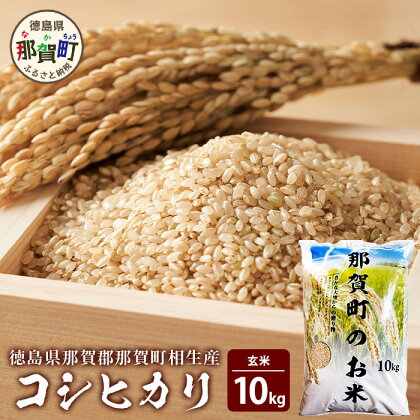 那賀町相生産コシヒカリ玄米10kg［徳島 那賀 国産 徳島県産 こめ おこめ 米 お米 ごはん ご飯 げんまい 玄米 こしひかり コシヒカリ 10kg 和食 おにぎり お弁当 食べて応援 ギフト プレゼント 母の日 父の日］【YS-4-4】