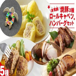 【ふるさと納税】【SDGsカメバッチ】と【本気豚焼豚3種・ロールキャベツ・ハンバーグセット】