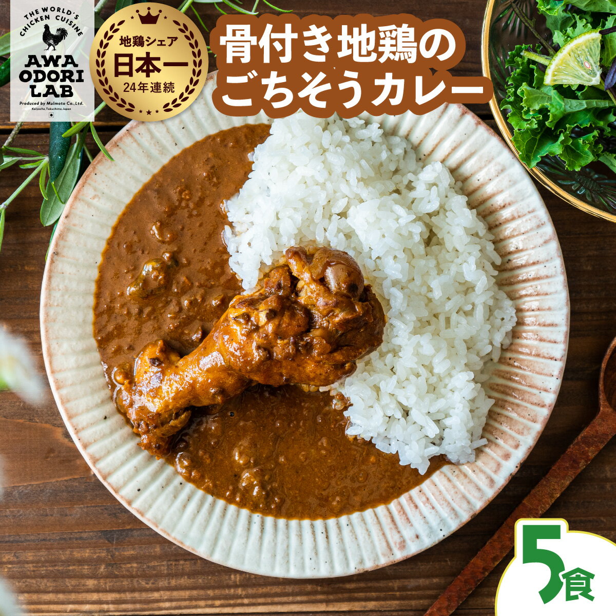 6位! 口コミ数「0件」評価「0」 カレー レトルト 阿波尾鶏 5食入り 骨つき地鶏のごちそうカレー 徳島 地鶏 あわおどり お手軽調理 簡単調理