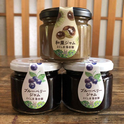【ジャム3本入】自家農園産クリとブルーベリーのジャムセット 徳島県板野町 栽培期間中農薬不使用【1270705】