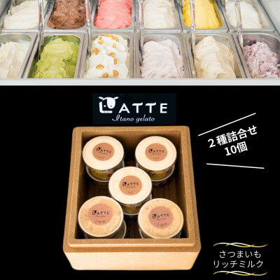 [2種10個入り]さつまいも&ミルク「ラッテ自家生乳ジェラート」 井上牧場直営のジェラート専門店[配送不可地域:離島]