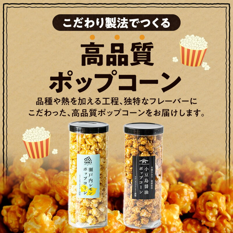 【ふるさと納税】ポップコーン 2種 セット 各 150g リッチポップコーン フレーバー 瀬戸内レモン 小豆島醤油 外 カリカリ 中 ふんわり こだわり お菓子 おやつ ギフト プレゼント 人気 おすすめ お取り寄せ 香川県 高松市 国産 送料無料