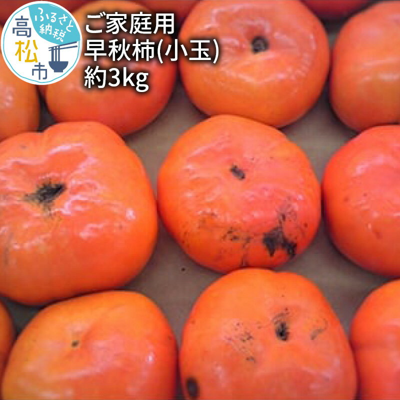 【ふるさと納税】訳あり ご家庭用　早秋柿(小玉)　約3kg【2024-9月中旬～2024-10月中旬配送】 | 柿 果物 フルーツ デザート スイーツ 産地直送 甘柿 食品 人気 おすすめ お取り寄せ 送料無料 おすそ分け 極早生 旬のサムネイル