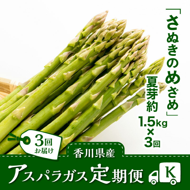 【ふるさと納税】 アスパラガス 定期便 約1.5kg×3回 さぬきのめざめ 夏芽 瀬戸内 食品 野菜 グリーンアスパラガス サイズ混合 オリジナル 人気 おすすめ オススメグルメ お取り寄せ 送料無料