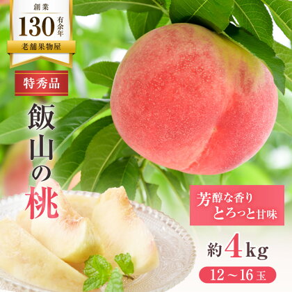 【特秀品！】飯山の桃　約4kg(12～16玉)　【果物類・フルーツ・果物・もも・桃・フルーツ】　お届け：2024年6月中旬～8月中旬