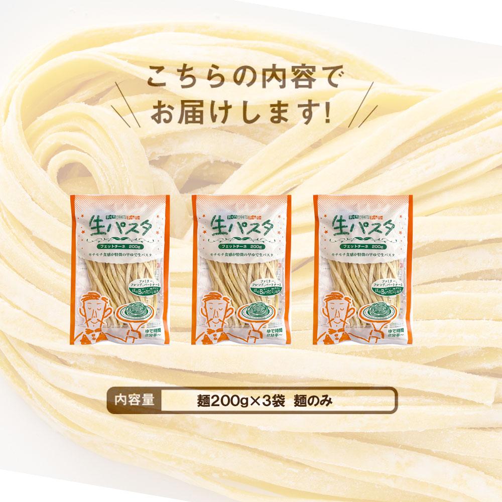 【ふるさと納税】生パスタ 麺のみ 6食（200g×3袋）フェットチーネ ｜パスタ麺 生麺 もっちり