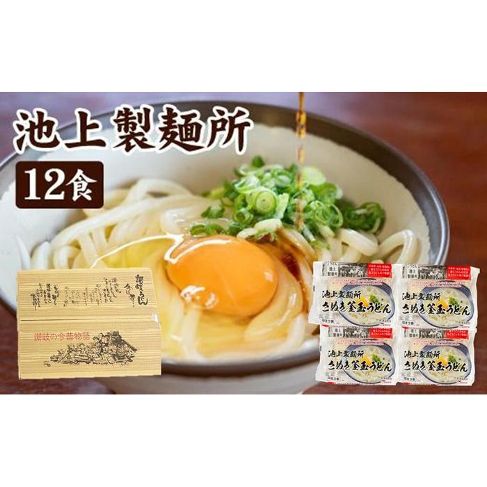 【ふるさと納税】讃岐生うどん12食入（1袋3食入×4袋）＊鎌田醤油だし醤油付＊ 池上製麺所監修！｜うどん 生麺 香川県 坂出市 讃岐うどん さぬきうどん 生うどん めん 麺 池上製麺所 常温 お取り寄せグルメ 取り寄せ グルメ ご当地グルメ ご自宅用 家庭用 釜玉うどん