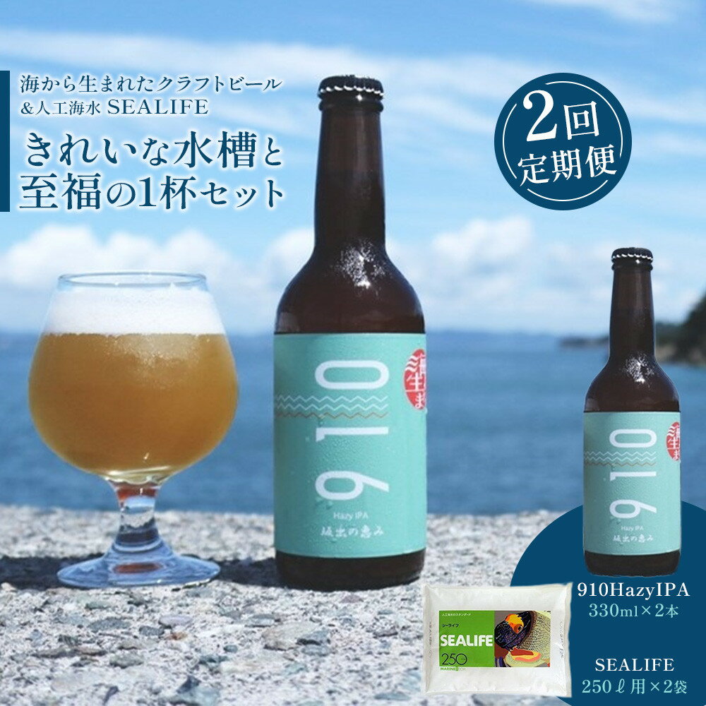 [全2回発送]きれいな水槽と至福の1杯セット1([1回目]はクラフト発泡酒「910」330 ml × 2本 [2回目]は人工海水SEALIFE 250L用×2袋 をお届け)