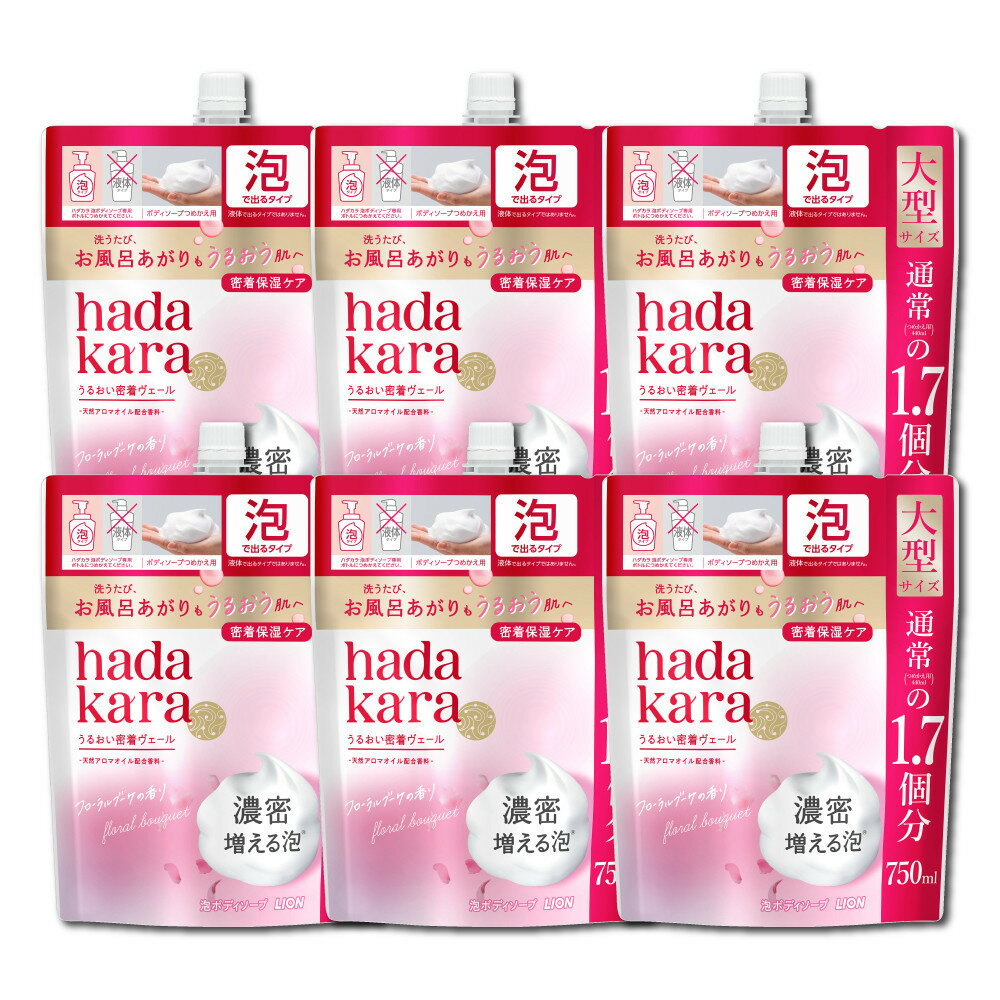 【ふるさと納税】【新パッケージ】hadakara（ハダカラ）ボディソープ　泡で出てくるタイプ　フローラルブーケの香り　詰替え750ml 6袋パック | 石鹸 スキンケア 洗浄 ボディケア 人気 おすすめ 送料無料