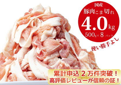 豚肉 切り落とし こま切れ 4kg（500g×8袋）小分け 冷凍 国産 香川県 善通寺市 人気