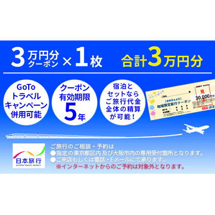 日本旅行 地域限定旅行クーポン【30,000円分】 【旅行・チケット・旅行・宿泊券】