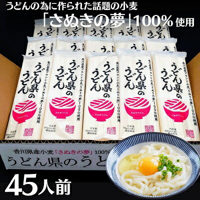 【ふるさと納税】本場 讃岐うどん 乾麺【うどん県のうどん】45人前 300g×15袋入り さぬき 香川県産 お..