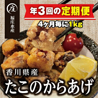 【ふるさと納税】【定期便/年3回】絶品！子供から大人まで大満足！香川県産たこのからあげ1kg（500g×2袋）　【定期便・ 加工品 惣菜 冷凍 魚貝類 タコ 新鮮 真ダコ 厳選 食べやすい カット 独自製法 急速冷凍 唐揚げ からあげ 】　お届け：スタート月より4ヶ月ごとにお届け