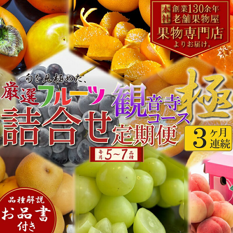 旬を見極めた、厳選フルーツ詰合せ3ヶ月連続　　お届け：寄附申込（ご入金確認月）の翌月より3ヶ月連続お届け