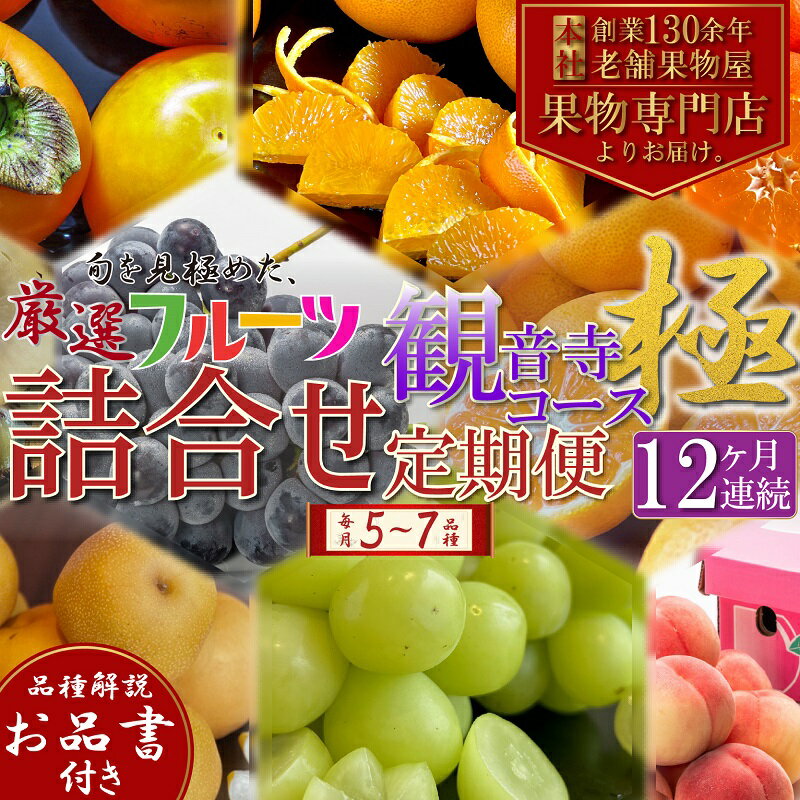 旬を見極めた、厳選フルーツ詰合せ【観音寺コース-極-】12ヶ月連続　【定期便・ 果物 旬の果物 旬のフルーツ お楽しみ デザート 食後 国産 観音寺産 】　お届け：寄附申込（ご入金確認月）の翌月より12ヶ月連続お届け