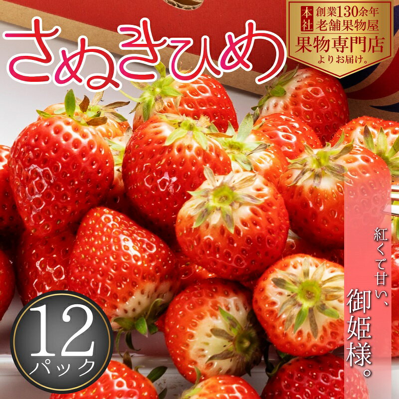 【ふるさと納税】【2026年2月旬より中順次発送】秀品！さぬきひめ　12パック 果物 フルーツ 国産 日本産 いちご 香川県オリジナル品種 やわらかい 果汁たっぷり とれたて 鮮度抜群 デザート 　お届け：2026年2月中旬～4月下旬