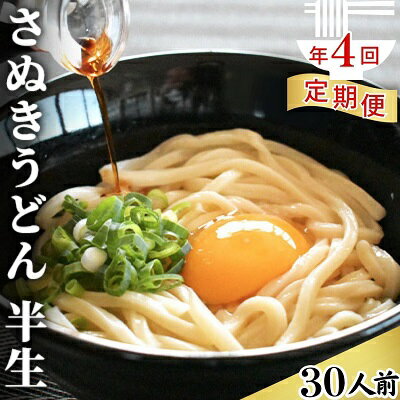 【ふるさと納税】【年4回定期便】さぬきうどん 半生 30人前 　【定期便・ 麺類 半生うどん コシ 香川県産 和食 お昼ごはん ランチ 夕飯..