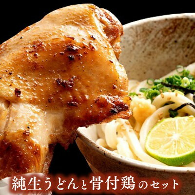 [父の日][香川の名物ワンツー]さぬき純生うどんと骨付鶏のセット [鶏肉焼き鳥・麺類・うどん] お届け:6月16日までにお届けいたします。