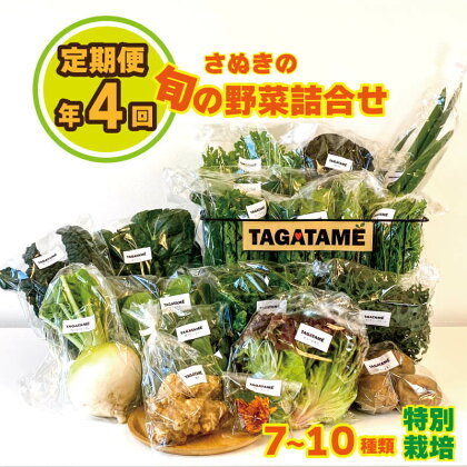  野菜 特別栽培 定期便 セット 4回 詰め合わせ 無農薬 7～10種類 TAGATAME タガタメ