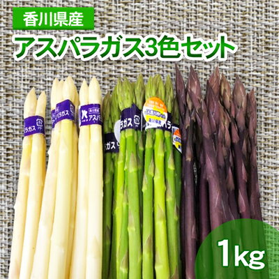 アスパラガス3色セット 1kg [アスパラガス・野菜・野菜セット] お届け:2022年3月上旬〜9月下旬