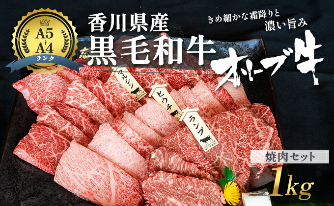 【ふるさと納税】《A4～A5ランク》 黒毛和牛 焼肉セット 1kg 香川県産 オリーブ牛 焼き肉 【お届け：発送可能時期より順次発送予定】　【 和牛 国産 高級 国産牛 焼肉 赤身 牛 焼肉用 贅沢 バーベキュー肉 冷凍 A4 A5 牛肉 】　お届け：発送可能時期より順次発送予定