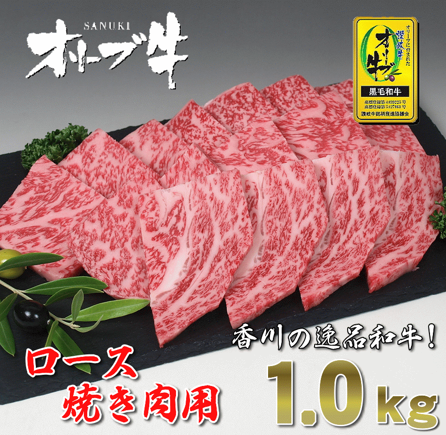 【ふるさと納税】黒毛和牛オリーブ牛ロース焼肉用　約500g×2