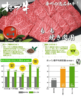 【ふるさと納税】黒毛和牛オリーブ牛　もも焼肉用　約500g×3