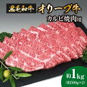 【ふるさと納税】黒毛和牛オリーブ牛　カルビ焼肉用　約500g×2 1