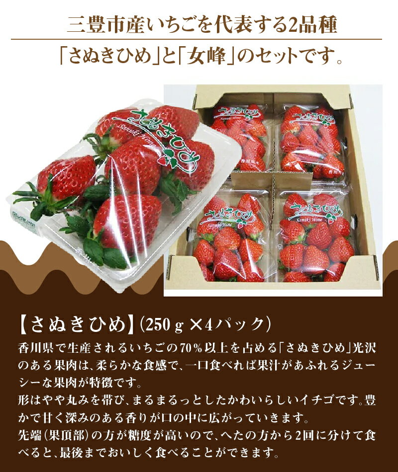 【ふるさと納税】 いちご 食べ比べ セット 女峰いちご さぬきひめ 各 250g 4パック 計 約 2kg 2月上旬より順次発送 甘み 酸味 香りが強い ジューシー 果肉 ケーキ お菓子 果物 フルーツ スイーツ 香川県 お取り寄せ 送料無料