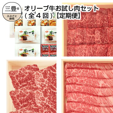 【ふるさと納税】オリーブ牛お試し肉セット（全4回）【定期便】