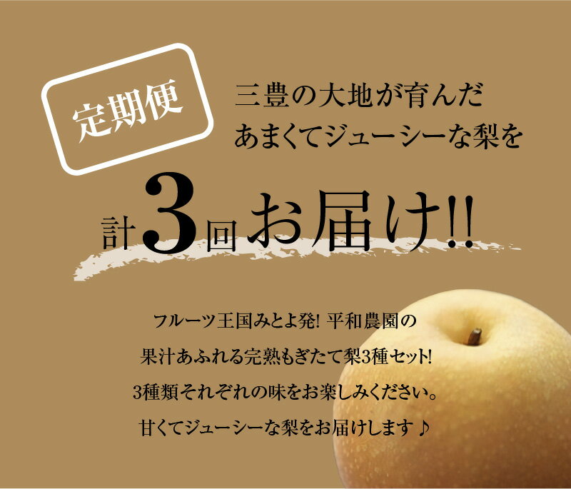 【ふるさと納税】 梨 幸水 豊水 新高梨 食べ比べ 定期便 約12kg 各4kg×3種【先行予約】 [ フルーツ 果物 くだもの 果物定期便 フルーツ定期便 フルーツ詰め合わせ ギフト 贈答用 産地直送 香川県 三豊市 送料無料 お取り寄せ 数量限定 返礼品 70000 70,000円 台 平和農園 ]