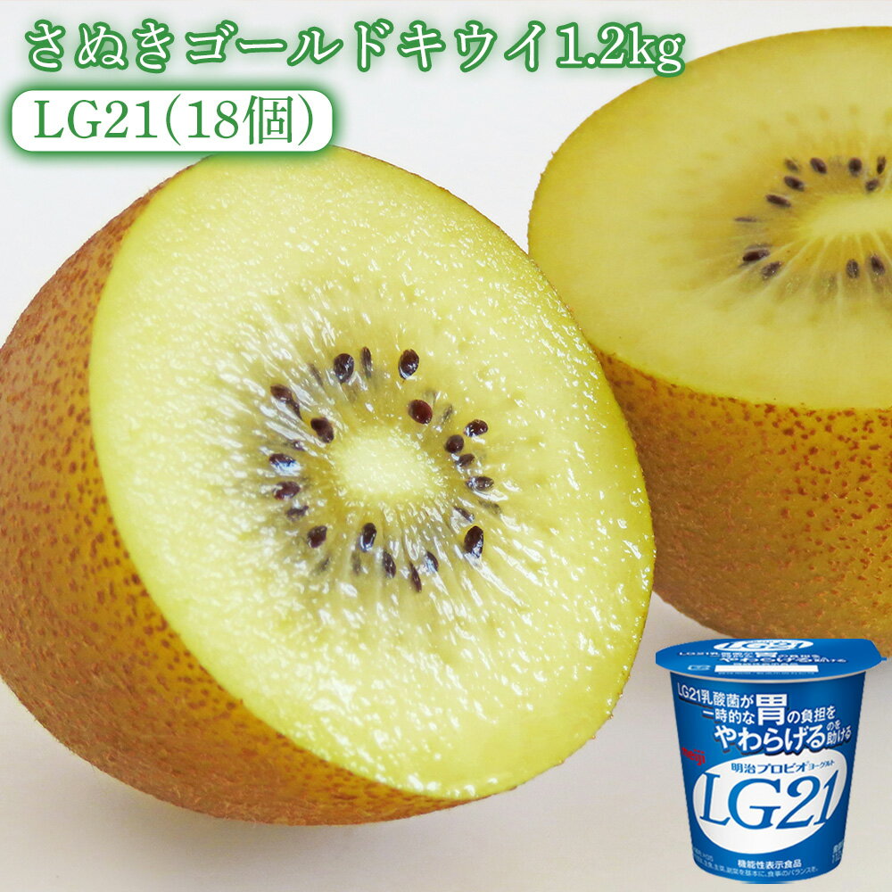 【ふるさと納税】【先行予約】【配送不可地域:北海道・沖縄県・離島】さぬきゴールドキウイ1.2kg(化粧箱) と四国明治株式会社で作られた プロビオヨーグルトLG21 18個