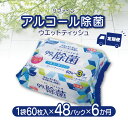 【ふるさと納税】【6か月定期便】LD-104 リファイン アルコール除菌 ウエットティッシュ（60枚入り×3P）×16セット　合計48パック×6か月 おしぼり 掃除 アルコール ヒアルロン酸 無香料 日用品