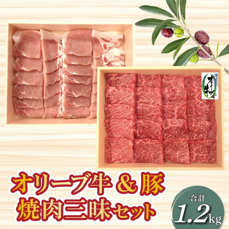 オリーブ牛&豚焼肉三昧セット 牛モモ肉 豚ロース 食べ比べ BBQ 冷凍