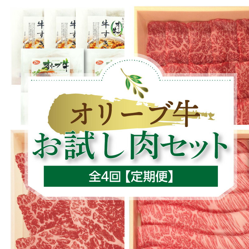 【ふるさと納税】オリーブ牛お試し肉セット(全4回)【定期便】肉 焼肉 牛肉 モモ肉 ハラミ オリーブ牛 焼き肉 セット バーベキュー BBQ はらみ 香川県 三豊市