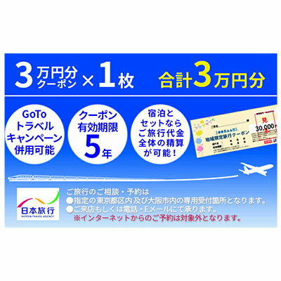 日本旅行　地域限定旅行クーポン【30,000円分】　【旅行・チケット・旅行・宿泊券】