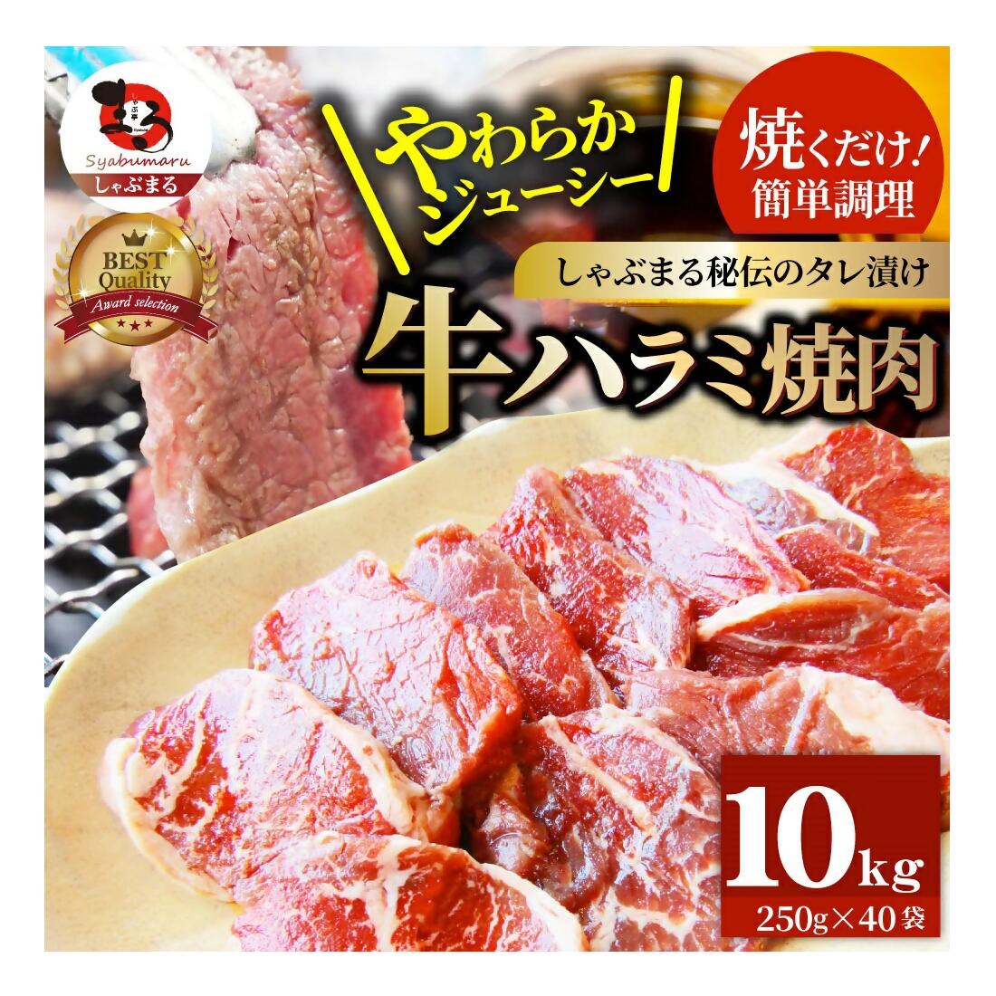 7位! 口コミ数「0件」評価「0」1132-7　やわらか牛ハラミ焼肉 秘伝のタレ漬け10kg(250g×40P)