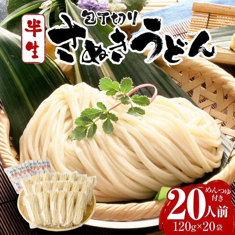 【ふるさと納税】包丁切りさぬき半生うどん20人前つゆ付 うどん 讃岐うどん さぬきうどん 包丁切り 半生うどん ざるうどん かけうどん ぶっかけうどん 釜あげうどん 伝統 香川 半生 三木町