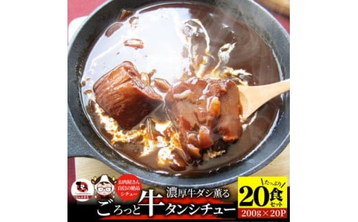 【ふるさと納税】ゴロッと牛タン ビーフシチュー 200g×20食セット (総重量4kg)