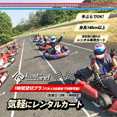 気軽にレンタルカート 1時間貸切プラン(営業日12時〜13時限定)※大人5名様まで [ 体験 チケット レジャー レンタルカート サーキット レーシング カート 大人 子供 最高速度60〜70km カートランド四国 ]