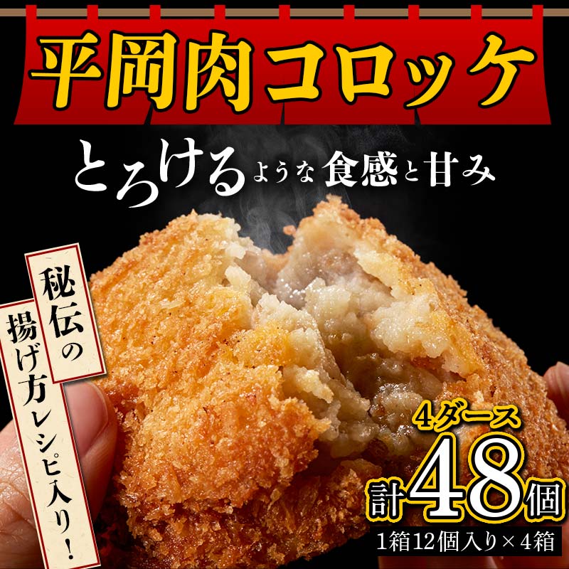 【ふるさと納税】《レビューキャンペーン》平岡肉コロッケ 4ダース (12個入×4箱) コロッケ 肉コロッケ 揚げ物 肉 ご当地 おかず おつまみ お弁当 食品 四国 F5J-414