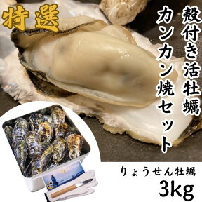 【ふるさと納税】殻付き活牡蠣カンカン焼セット 約3kg (加熱用)【予約受付中：旬にお届け！2024年1月頃から期間限定出荷！】〔提供：株式会社 牡蠣屋りょうせん〕殻付き★活牡蠣★約3kg（加熱用）★香川県白方産★期間限定★産地直送★カンカン焼★白方牡蠣