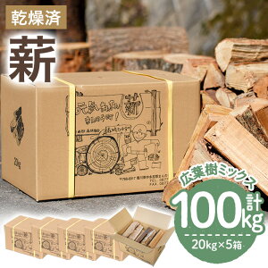 【ふるさと納税】<数量限定・期間限定> 香川県まんのう町産 薪セット「広葉樹ミックス」(約20kg×5箱・計100kg) 国産 くぬぎ こなら 乾燥 薪 薪ストーブ 広葉樹 焚火 たきび アウトドア キャンプ ソロキャンプ バーべキュー クヌギ コナラ【man026】【香川西部森林組合】