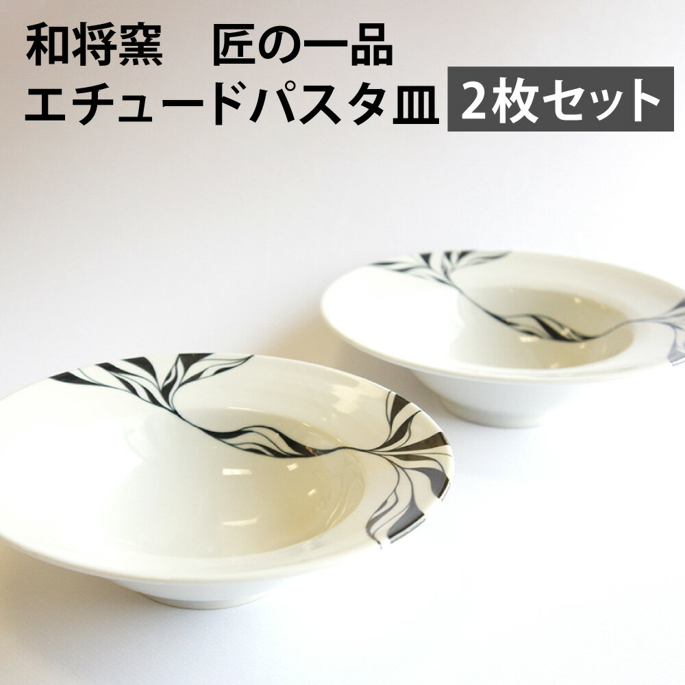 和将窯 匠の一品 エチュードパスタ皿 2枚セット 陶芸家 山本和哉 皿 お皿 プレート パスタ皿 取り皿 デザート皿 丸皿 丸 食器 うつわ シンプル 洗練 デザイン ホワイト 白 国産 愛媛県 送料無料 (276) [えひめの町(超)推し!(松前町)]