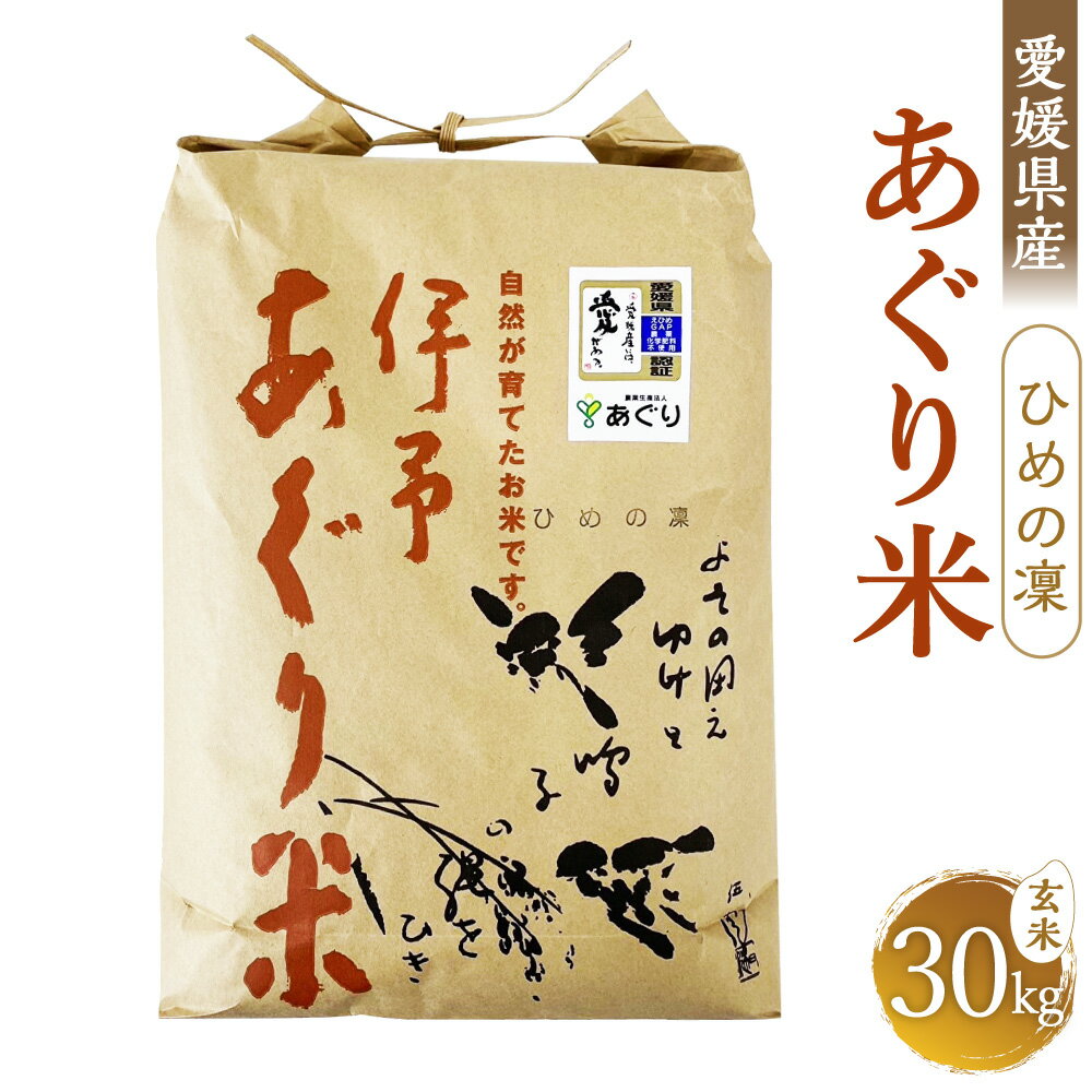 [令和5年産]あぐり米(ひめの凜)玄米 計30kg 10kg×3袋 農薬・化学肥料不使用 米 こめ お米 国産米 ブランド米 国産 愛媛県 送料無料 (317) [えひめの町(超)推し!(松前町)]