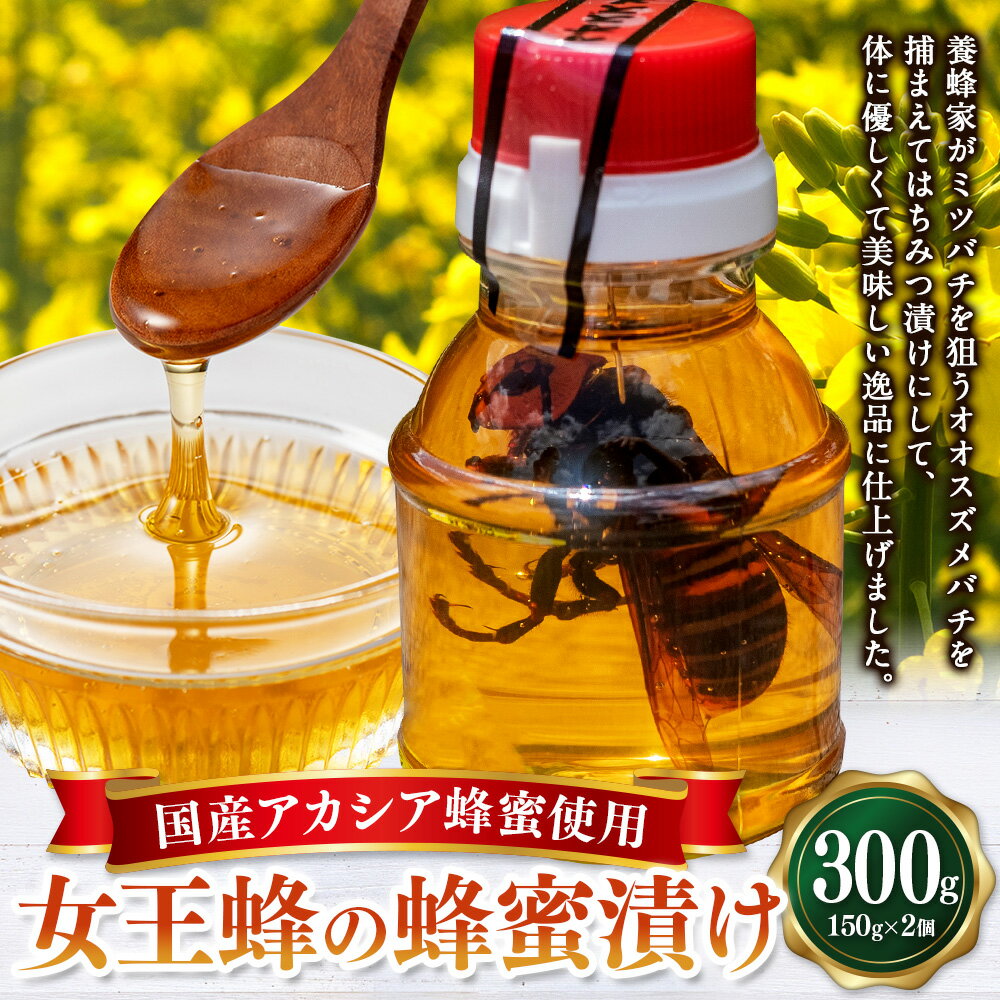 【ふるさと納税】女王蜂の蜂蜜漬け 150g×2本 計300g はちみつ漬け ハチミツ 蜂蜜 はちみつ スズメバチ オオスズメバチ 国産 アカシア蜂蜜 養蜂園 養蜂場 送料無料 (368) 【えひめの町（超）推し！（内子町）】