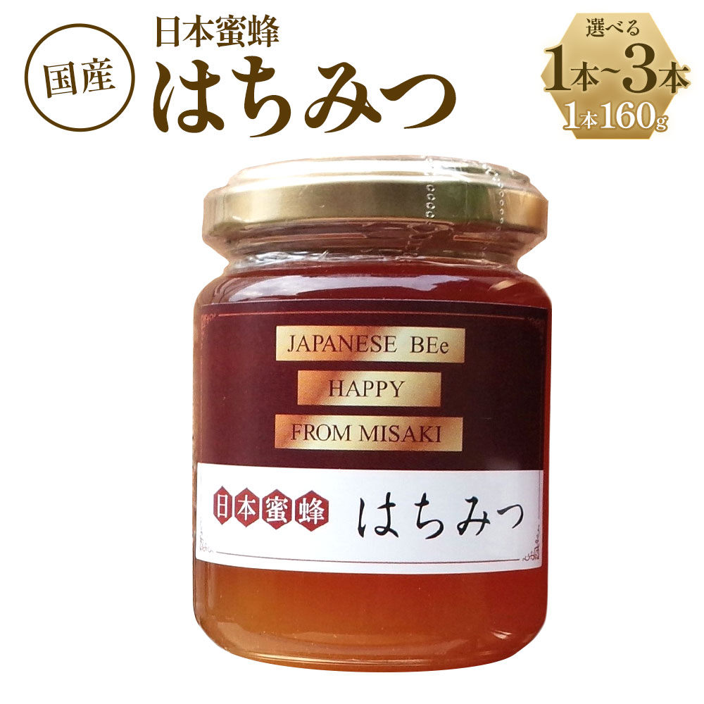 日本蜜蜂 はちみつ 1本 160g[選べる]1本 または 2本 または 3本 純粋蜂蜜 ハチミツ 天然 純粋 蜜 瓶 国産 常温 四国 愛媛県 送料無料 [えひめの町(超)推し!(伊方町)](355) (356) (357)