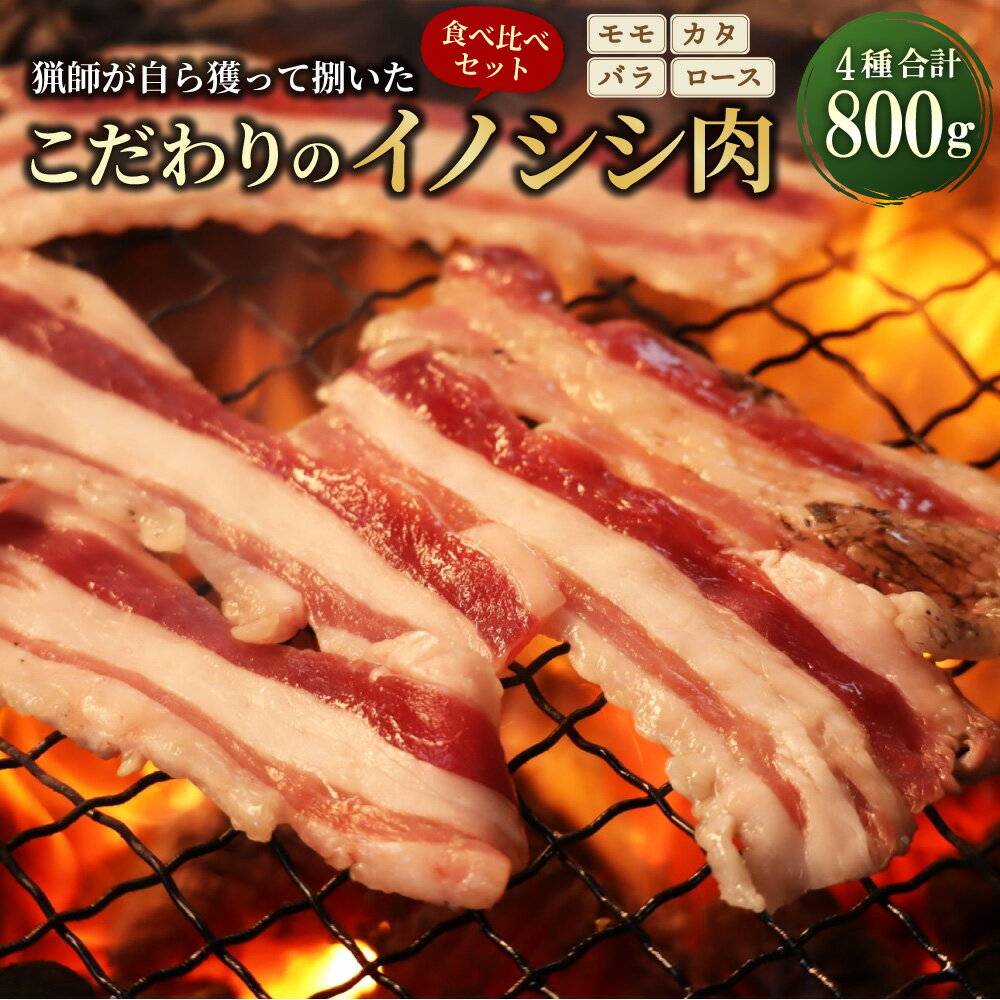 話題のジビエ料理をご家庭でも!猟師が自ら獲って捌いたこだわりのイノシシ肉 部位別 食べ比べ セット モモ カタ ばら ロース 各200g 計800g ジビエ 猪 猪肉 イノシシ バラ 肩肉 スライス 愛媛県 送料無料 (359) [えひめの町(超)推し!(久万高原町)]